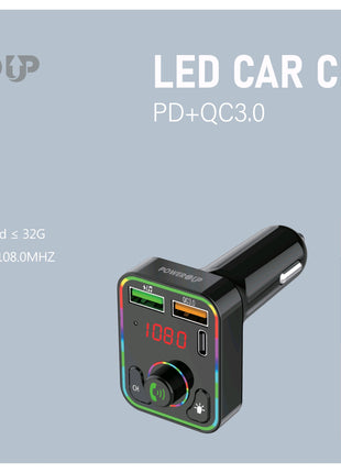 PowerUp FM Wireless 25W Fast Speed Car Charger With 5.3  Bluetooth, Hand-Free Calling, Voice Navigation, Dual USB-A and  Single USB-C Charging Port
