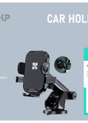 PowerUp Suction Mount Car Holder With Adjustable Arm For Easy  One Handed Operation, Stable Secure And Fit For All Smart  Phones