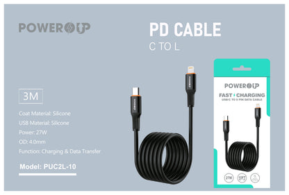 PowerUp 27W USB-C to 8-Pin Fast Charging Data Cable With 10ft Length