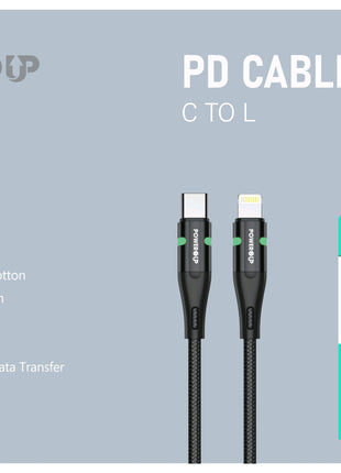 PowerUp 27W Fast Charging Data Cable USB-C to 8 Pin With 1Mtr Length