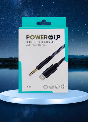 PowerUp 8 Pin To 3.5mm AUX Audio Jack Adeptor Cable With 1Mtr Length