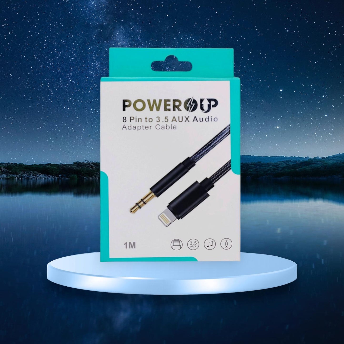 PowerUp 8 Pin To 3.5mm AUX Audio Jack Adaptor Cable With 1Mtr (3Ft) Length