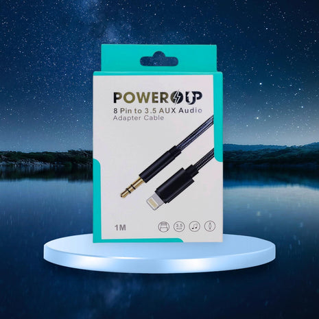 PowerUp 8 Pin To 3.5mm AUX Audio Jack Adeptor Cable With 1Mtr Length