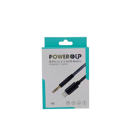 PowerUp 8 Pin To 3.5mm AUX Audio Jack Adeptor Cable With 1Mtr Length