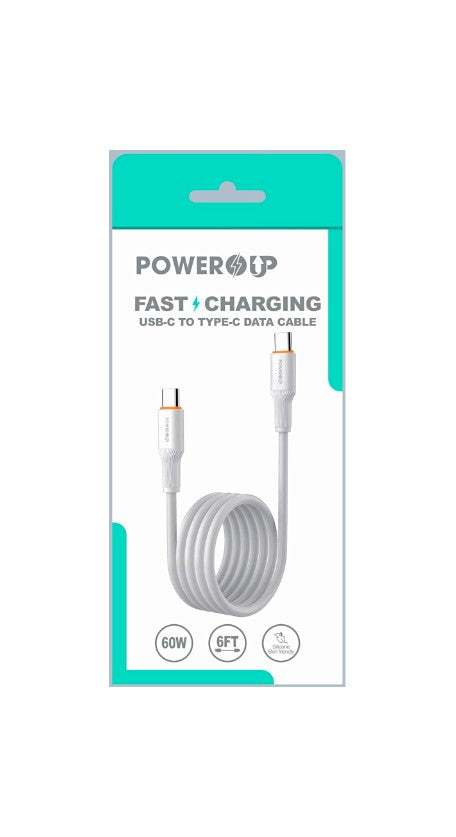 PowerUp 60W Fast Charging Data Cable USB-C to Type-C With 6ft Length