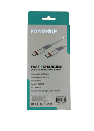 PowerUp 60W Fast Charging Data Cable USB-C to Type-C With 6ft Length