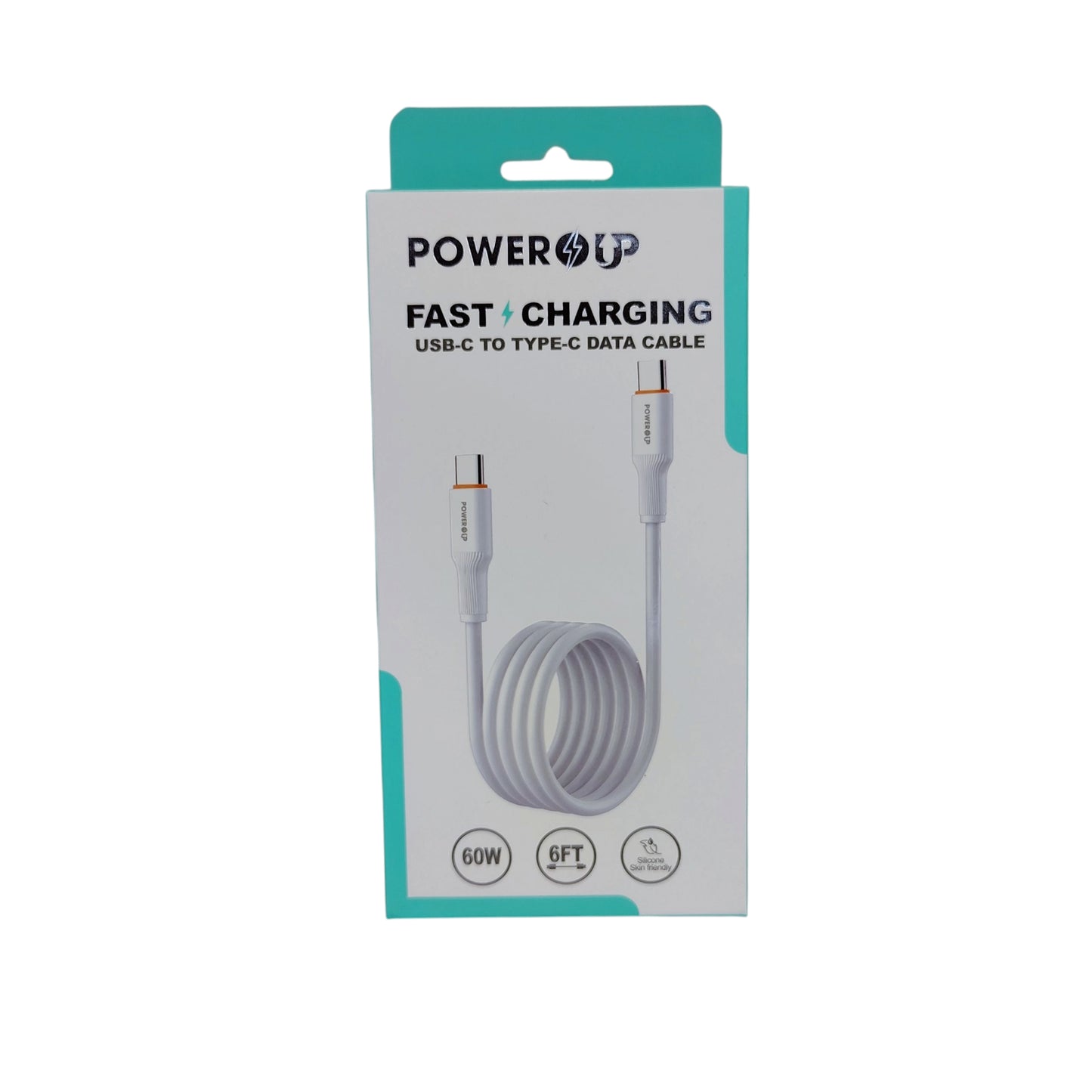 PowerUp 60W Fast Charging Data Cable USB-C to Type-C With 6ft Length