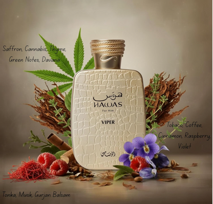 Rasasi Hawas Viper Eau de Parfum – For Him | 100 ml / 3.4 fl oz | Men