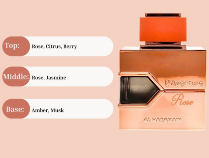 L'Aventure Rose by Al Haramain – For Her | 100 ml / 3.4 fl oz | Women