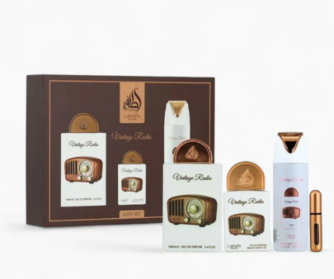 Vintage Radio Gift Set by Lattafa Pride – Unisex | 100 ml / 3.4 fl oz + Extras