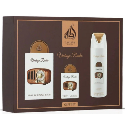 Vintage Radio Gift Set by Lattafa Pride – Unisex | 100 ml / 3.4 fl oz + Extras