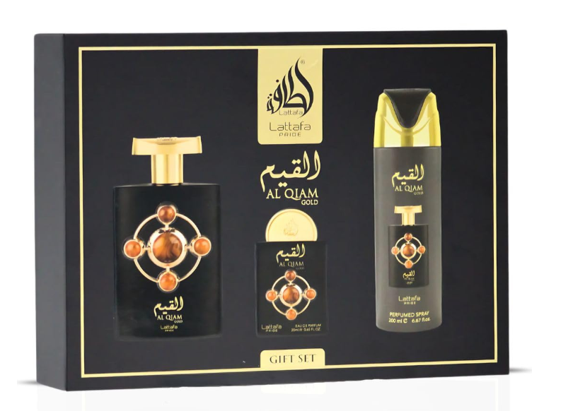 Al Qiam Gold Gift Set by Lattafa Pride – Unisex | 100 ml / 3.4 fl oz + Extras
