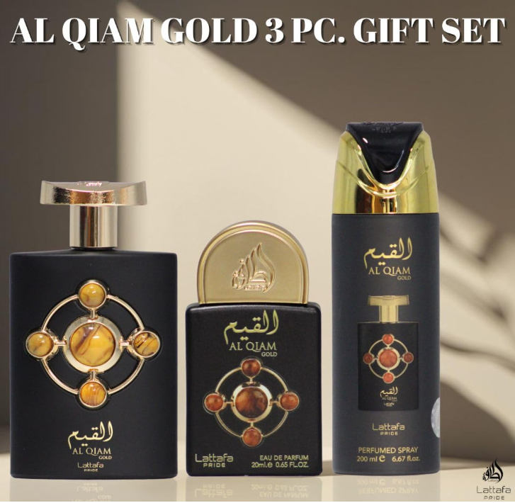 Al Qiam Gold Gift Set by Lattafa Pride – Unisex | 100 ml / 3.4 fl oz + Extras
