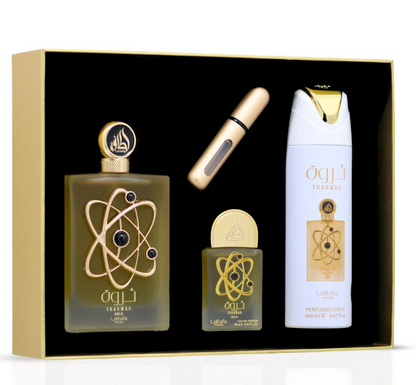 Tharwah Gold Gift Set by Lattafa Pride – Women | 100 ml / 3.4 fl oz + Extras