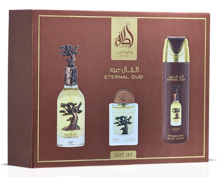 Lattafa Eternal Oud Gift Set – Unisex | 100 ml / 3.4 fl oz + Extras