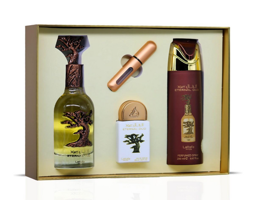 Lattafa Eternal Oud Gift Set – Unisex | 100 ml / 3.4 fl oz + Extras