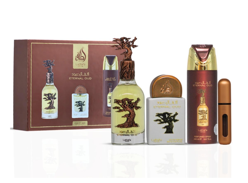Lattafa Eternal Oud Gift Set – Unisex | 100 ml / 3.4 fl oz + Extras