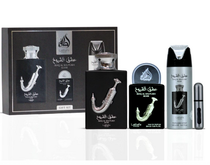 Lattafa Ishq Al Shuyukh Silver Gift Set – Unisex | 100 ml / 3.4 fl oz + Extras
