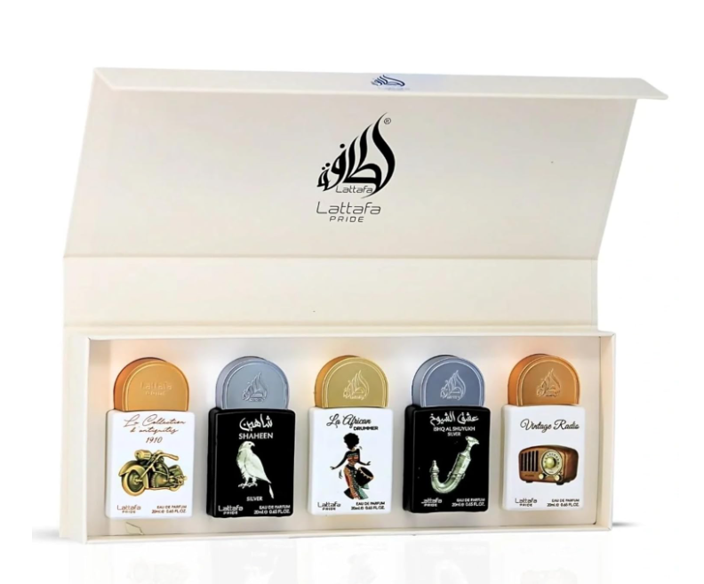 Lattafa Pride Gift Sets – Collection No.5 (5 × 20 ml / 3.4 fl oz Total) Eau de Parfum Spray – Elegant Ladies Perfume Gift Box