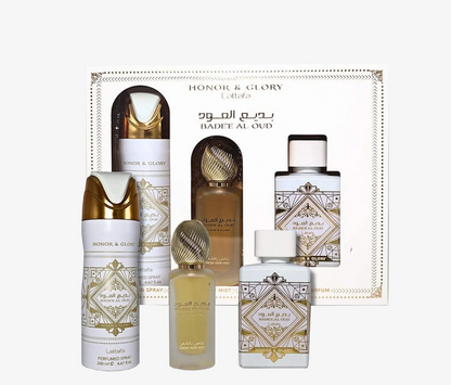 Lattafa Bade’e Al Oud Honor & Glory Gift Set – Unisex | 100 ml / 3.4 fl oz + Extras