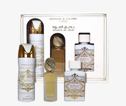 Lattafa Bade’e Al Oud Honor & Glory Gift Set – Unisex | 100 ml / 3.4 fl oz + Extras