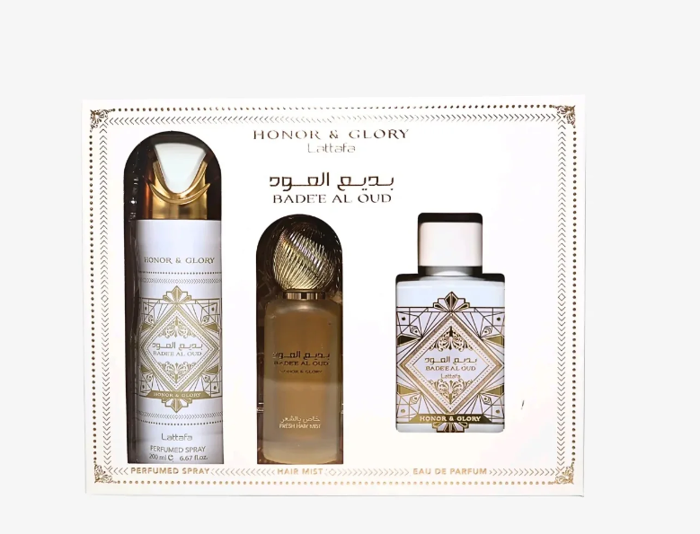 Lattafa Bade’e Al Oud Honor & Glory Gift Set – Unisex | 100 ml / 3.4 fl oz + Extras