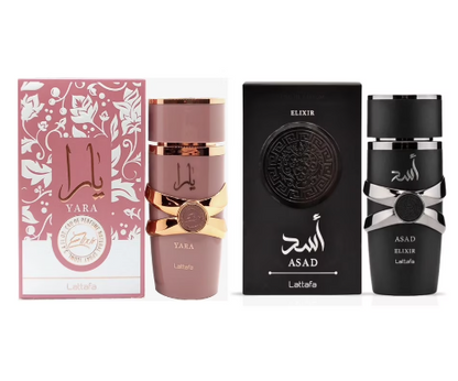 Lattafa Yara Elixir & Asad Elixir Combo – Eau de Parfum Duo | 3.4 oz / 100 ml Each | Unisex