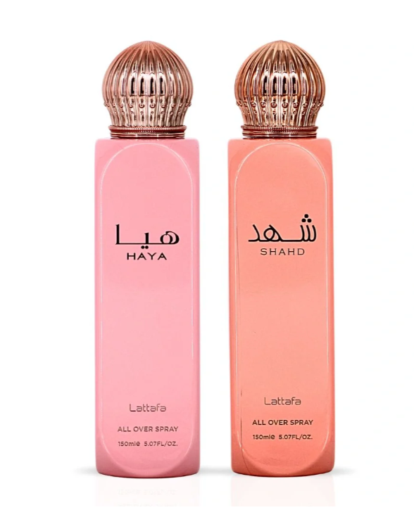 Lattafa Haya & Shahd All Over Spray Combo – Unisex Duo | 5.07 oz / 150 ml Each | Unisex