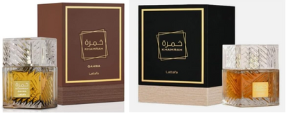 Lattafa Khamrah & Khamrah Qahwa Eau de Parfum Combo – Unisex Duo | 3.4 oz / 100 ml Each | Unisex