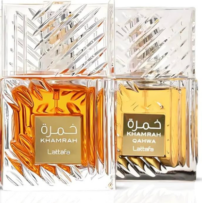 Lattafa Khamrah & Khamrah Qahwa Eau de Parfum Combo – Unisex Duo | 3.4 oz / 100 ml Each | Unisex