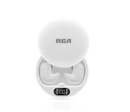 RCA Wave-80 True Wireless Earbuds – Bluetooth, Long Battery Life, Immersive Sound, Compact Design, Multi-Color (White, Black)