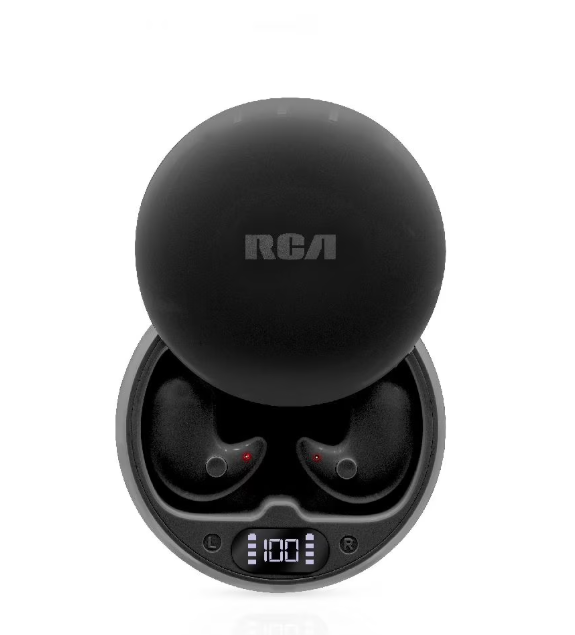 RCA Wave-80 True Wireless Earbuds – Bluetooth, Long Battery Life, Immersive Sound, Compact Design, Multi-Color (White, Black)