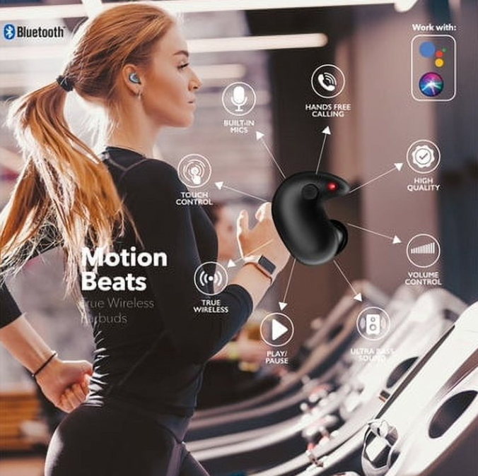 RCA Wave-80 True Wireless Earbuds – Bluetooth, Long Battery Life, Immersive Sound, Compact Design, Multi-Color (White, Black)