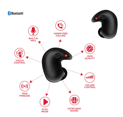 RCA Wave-80 True Wireless Earbuds – Bluetooth, Long Battery Life, Immersive Sound, Compact Design, Multi-Color (White, Black)