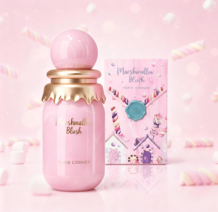 Paris Corner Marshmallow Blush Eau de Parfum for Women 1.7 oz / 50ml – Sweet Gourmand Strawberry & Marshmallow Perfume Spray