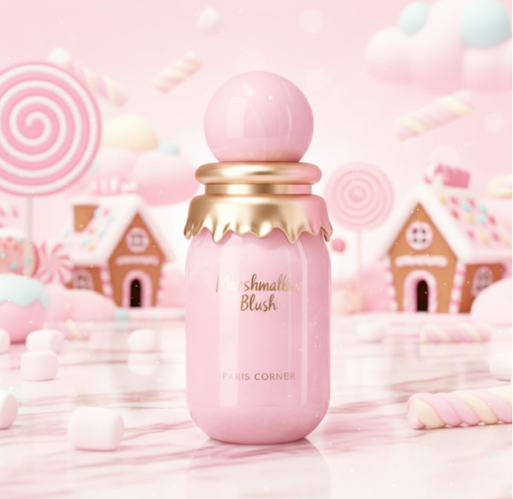 Paris Corner Marshmallow Blush Eau de Parfum for Women 1.7 oz / 50ml – Sweet Gourmand Strawberry & Marshmallow Perfume Spray