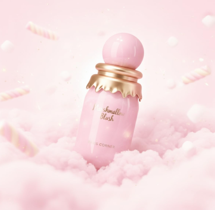 Paris Corner Marshmallow Blush Eau de Parfum for Women 1.7 oz / 50ml – Sweet Gourmand Strawberry & Marshmallow Perfume Spray