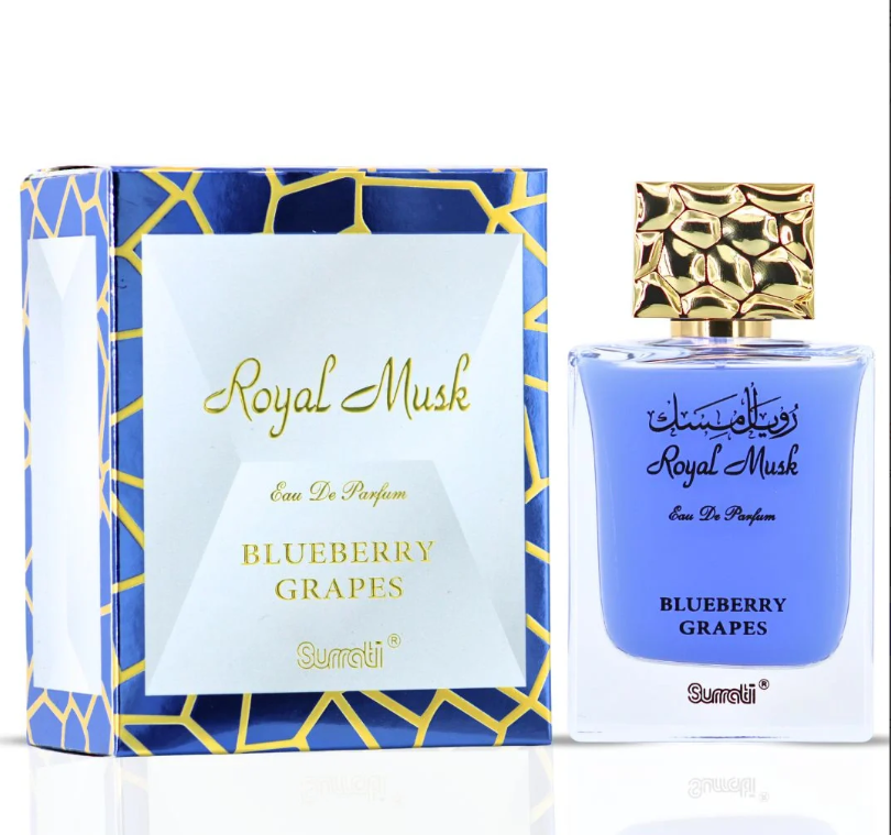 Surrati Royal Musk Blueberry Grapes Eau de Parfum for Women 3.4 oz / 100ml – Fruity Musk Sweet Arabian Perfume Spray Long Lasting