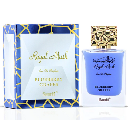 Surrati Royal Musk Blueberry Grapes Eau de Parfum for Women 3.4 oz / 100ml – Fruity Musk Sweet Arabian Perfume Spray Long Lasting