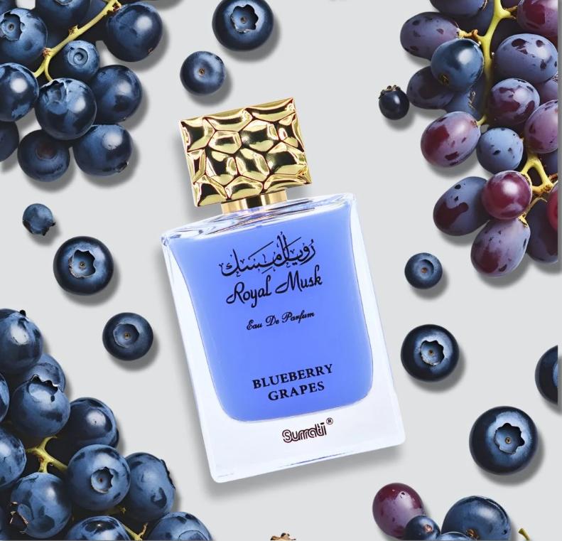 Surrati Royal Musk Blueberry Grapes Eau de Parfum for Women 3.4 oz / 100ml – Fruity Musk Sweet Arabian Perfume Spray Long Lasting