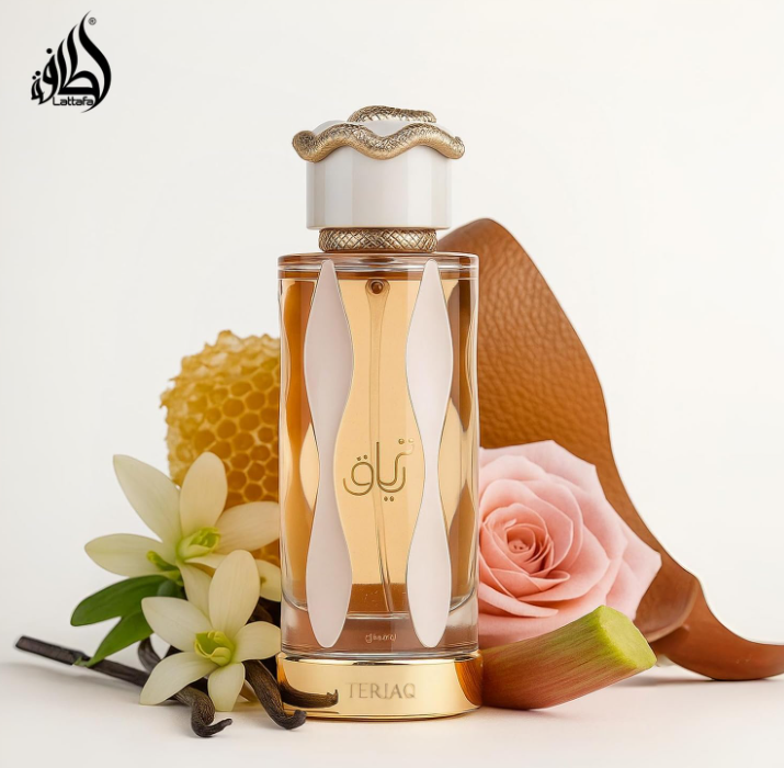 Lattafa Teriaq Eau de Parfum for Unisex 3.4 fl oz 100ml Long Lasting Sweet Spicy Amber Perfume Spray Luxury Arabian Fragrance Bold Warm Scent Gift