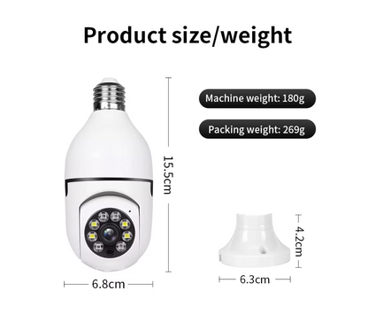 The Toptech Wireless HD Security Light Bulb Camera with Wall Adapter is a light bulb-style smart security camera system that installs into a standard bulb socket or can be powered using a wall adapter.
