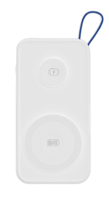 Blast Wireless Charging Power Bank 1,000 mAh White with Built-In Type-C Cables, Portable Wireless Charging Battery Pack, USB-C Fast Output, Compact Travel Power Bank for Phones & Devices