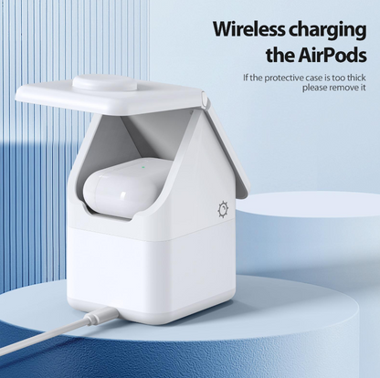 W20 4-in-1 15W Magnetic Wireless Charger, Fast Charging Station for Phone, Smartwatch & Earbuds, Foldable Multi-Device Wireless Charging Dock with USB-C Power Input for Smart Home Setup