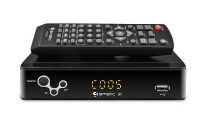 Ematic AT103B Digital Converter Box with LED Display & Recording Capabilities, 1080p HD TV Tuner for Analog TVs, USB DVR Playback, HDMI Output, Remote Included