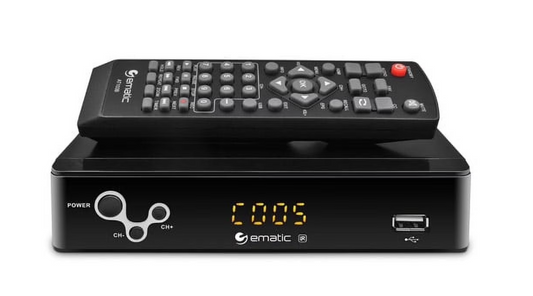 Ematic AT103B Digital Converter Box with LED Display & Recording Capabilities, 1080p HD TV Tuner for Analog TVs, USB DVR Playback, HDMI Output, Remote Included