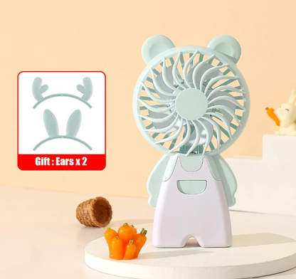 Mini Portable USB Rechargeable Desk Fan, Cute Animal Shaped Handheld Table Fan, Quiet Personal Cooling Fan with Button Control for Desktop, Home & Outdoor Travel (Random Color Delivery – 6 Designs)