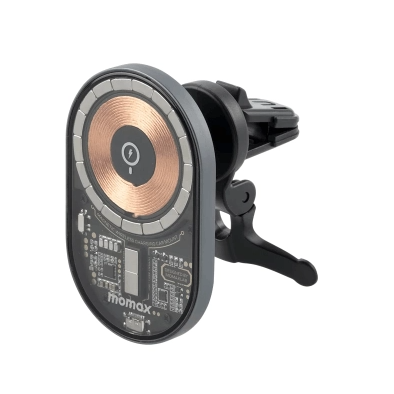 15W Magnetic Wireless Car Charger Mount, PD3.0 & QC3.0 Fast Charging Transparent Design with 360° Rotation, Air Vent Phone Holder with Breathing LED Light for Smart Devices
