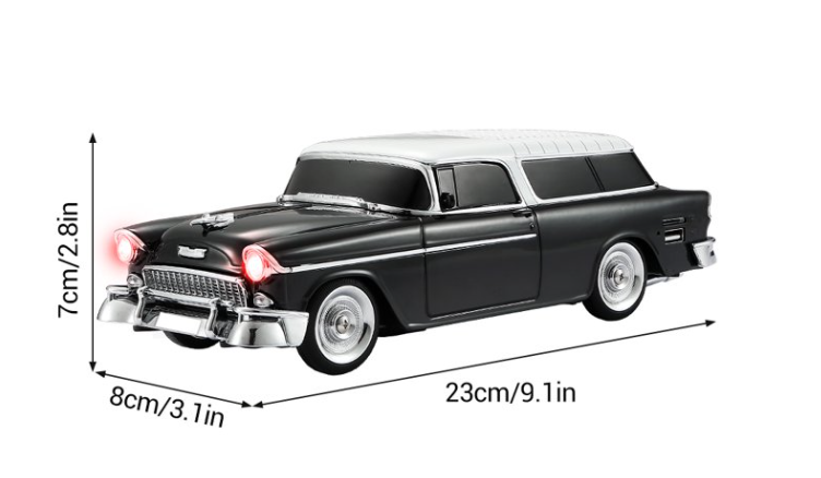 WSTER 1955 Vintage Replica Retro Ride Car Bluetooth Speaker – Portable Sound System (Black)