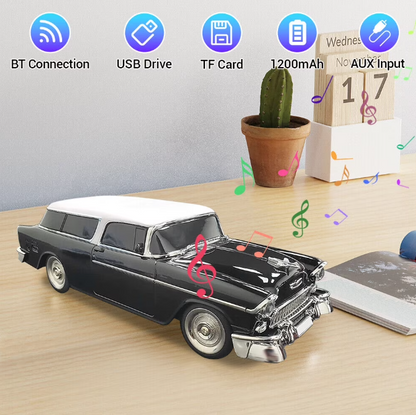 WSTER 1955 Vintage Replica Retro Ride Car Bluetooth Speaker – Portable Sound System (Black)